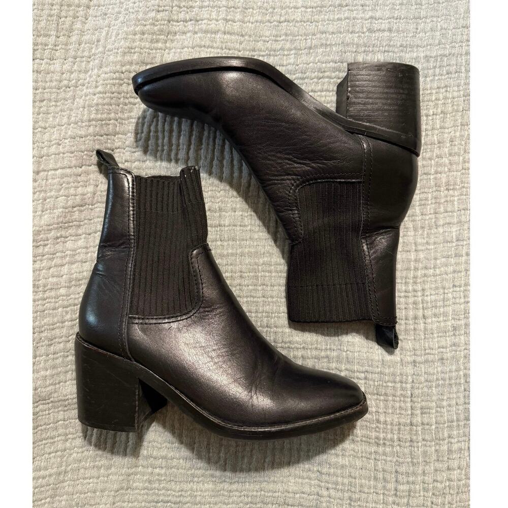 Silent D Leather Boots Black Heeled Ankle Chelsea Size 38 US 7.5